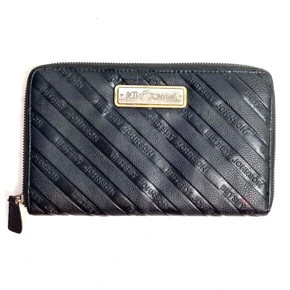 Betsey Johnson Black Faux Vegan Leather Wallet - Picture 1 of 8